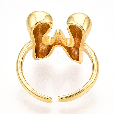 Initials Brass Open Cuff Ring for Women RJEW-N046-02W-G-1