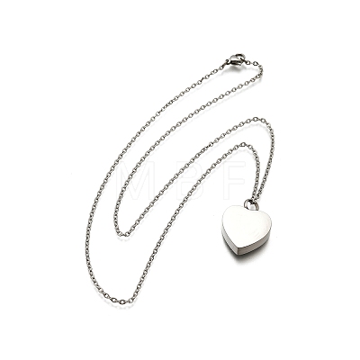 304 Stainless Steel Heart Cinerary Casket Pendant Necklaces NJEW-V002-02P-1