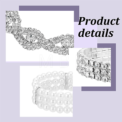 8Pcs 8 Style Crystal Rhinestone Tennis Bracelets Set BJEW-AN0001-48-1