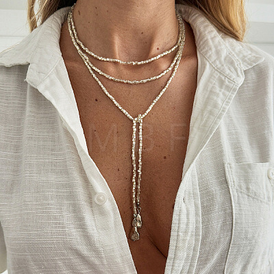 Alloy Teardrop Tassel CCB Plastic Heishi Beaded Multilayer Lariat Necklacesfor Women WGD6FEE-07-1