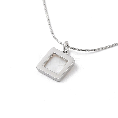 Non-Tarnish Shell Square Pendant Necklaces LS-NJEW-P296-01P-1