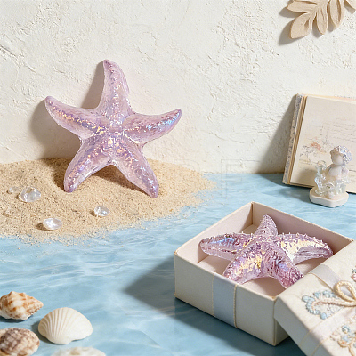 Dyed Natural Quartz Crystal Starfish Display Decorations Figurine Home Decoration DJEW-WH0039-181A-1
