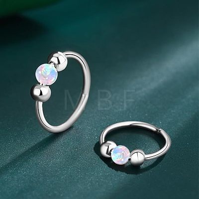 316L Surgical Stainless Steel & Round Synthetic Opal Hoop Nose Rings WG47E0A-03-1