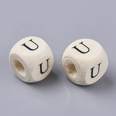 Printed Natural Wood Beads WOOD-T026-001U-1