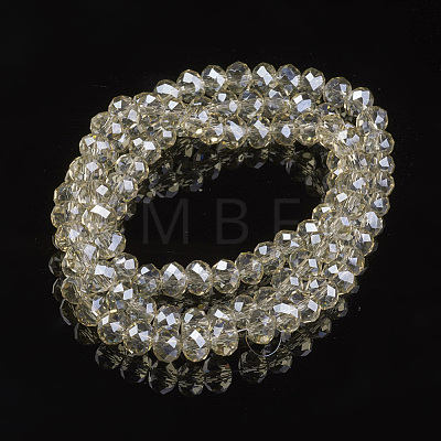 Electroplate Transparent Glass Beads Strands EGLA-A034-T6mm-Y06-1