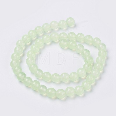 Natural White Jade Beads Strands G-G756-M-6mm-1