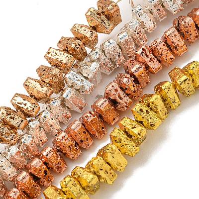 Electroplated Natural Lava Rock Beads Strands G-I360-H02-1