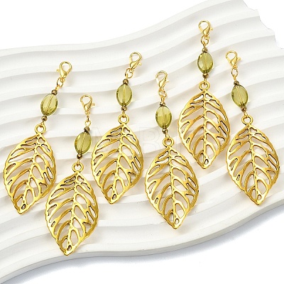 6Pcs Alloy & Glass Pendant Decorations HJEW-YW00328-02-1