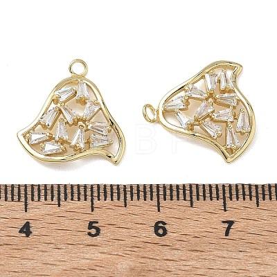 Brass Micro Pave Clear Cubic Zirconia Pendants KK-C259-02G-1