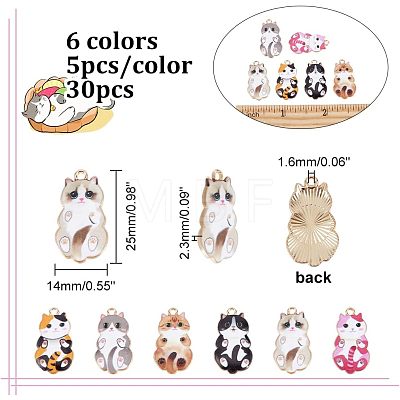 30Pcs 6 Colors Alloy Enamel Pendants FIND-CA0006-57-1