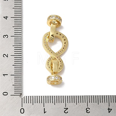 Rack Plating Brass Micro Pave Clear Cubic Zirconia Fold Over Clasps KK-A222-06G-1