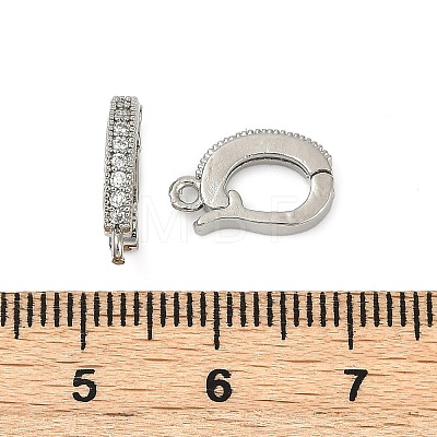 Oval Brass Micro Pave Clear Cubic Zirconia Fold Over Clasps KK-H202-12P-1