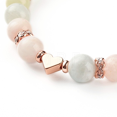 Natural Morganite Round Beads Stretch Bracelet for Girl Women BJEW-JB06926-1