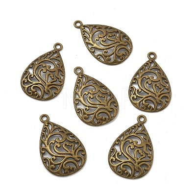 Tibetan Style Alloy Filigree Teardrop Pendants TIBEP-Q041-042AB-NR-1
