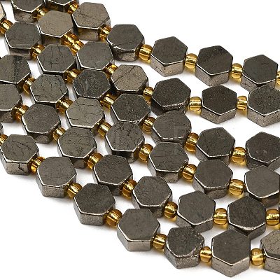 Natural Gold Pyrite/Golden Pyrite Beads Strands G-F833-B17-01-1