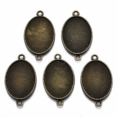 Tibetan Style Oval Alloy Cabochon Connector Settings TIBE-Q038-002B-AB-NR-1