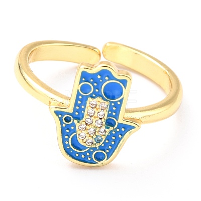 Adjustable Real 18K Gold Plated Brass Enamel Finger Rings RJEW-L071-24G-1