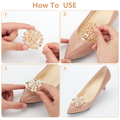 WADORN 1 Pair Flower ABS Imitation Pearl Detachable Alloy Shoe Buckle Clips DIY-WR0004-08A-1