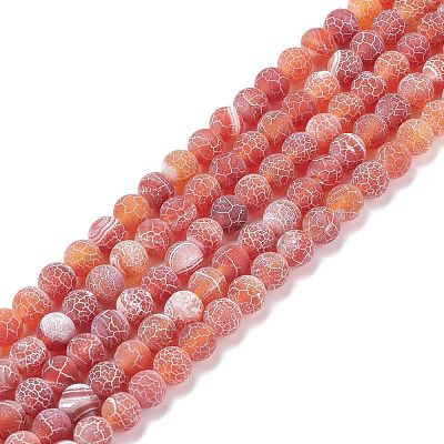 Natural & Dyed Crackle Agate Bead Strands G-T056-8mm-05-1