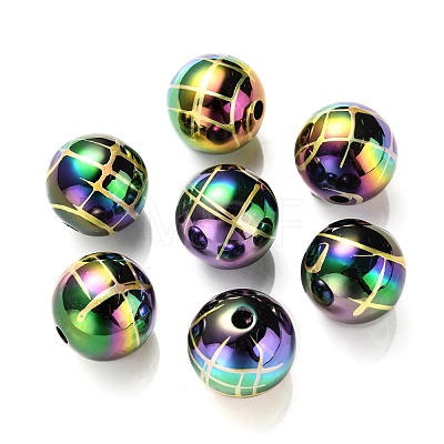 UV Plating Rainbow Iridescent Acrylic Beads PACR-E001-02E-1