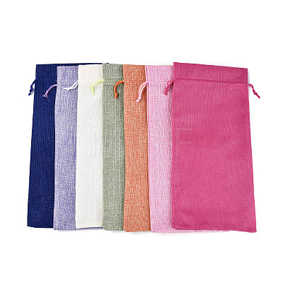 Rectangle Polyester Imitation Burlap Packing Pouches ABAG-N009-01A-1