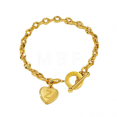 304 Stainless Steel Heart with Letter Charm Bracelets WG6E905-02-1
