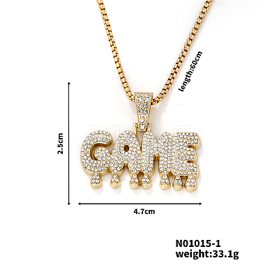 Fashionable Full Alloy Crystal Rhinestone GAME English Letter Pendant Necklaces for Street Rock KS9469-1-1