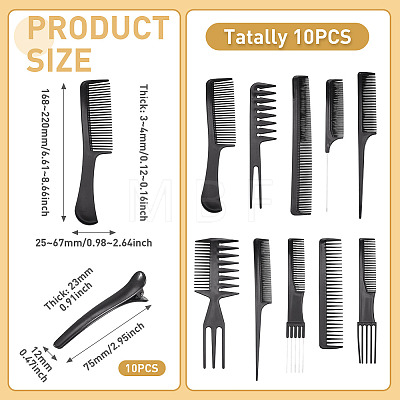 Plastic 10Pcs Hair Comb & 10Pcs Alligator Clip Set for Hairdressing DIY-TA0015-58-1