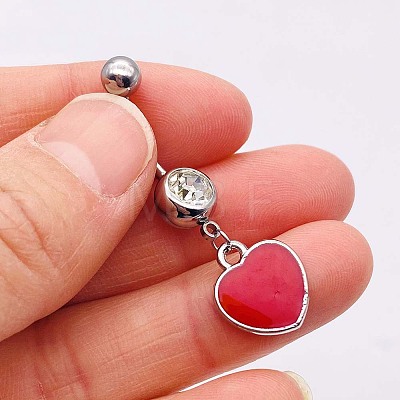 316L Surgical Stainless Steel Crystal Rhinestone Dangle Belly Rings WG83815-08-1