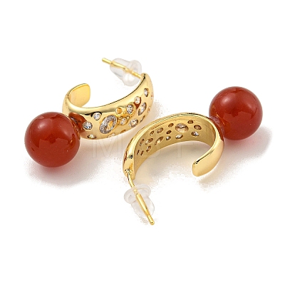 Natural Red Agate Stud Earrings EJEW-M252-06G-1