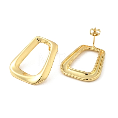 Rack Plating Brass Hollow Trapezoid Stud Earrings for Women EJEW-D068-01G-1