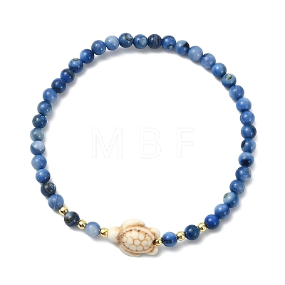 Dyed Natural Freshwater Shell & Synthetic Turquoise Beaded Stretch Bracelets for Women BJEW-JB13883-1