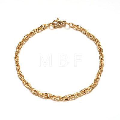 304 Stainless Steel Rope Chain Bracelets BJEW-L531-03G-1