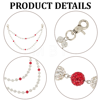 1Pc Polymer Clay Rhinestone Round Beaded Pants Chain Belts for Women AJEW-CN0007-10B-1