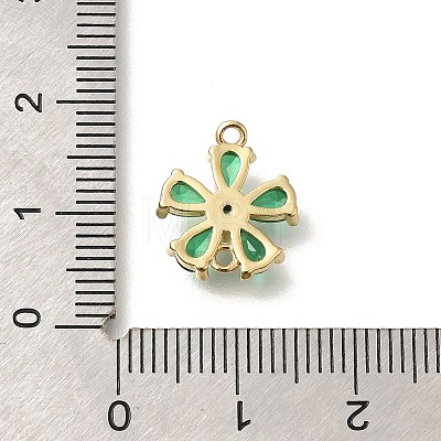 Brass Pave Glass Flower Connector Charms KK-M295-17G-01-1