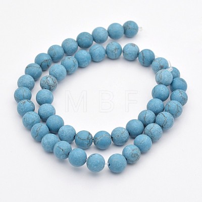 Synthetic Turquoise Round Beads Strands G-G735-13F-6mm-1
