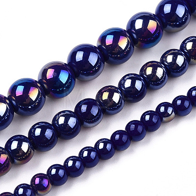 Electroplate Opaque Glass Beads Strands GLAA-T032-P6mm-AB03-1