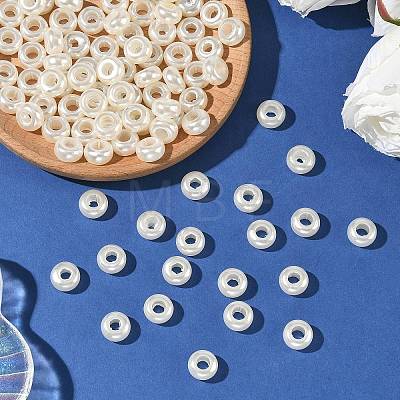 ABS Plastic Imitation Pearl Rondelle Large Hole European Beads MACR-S256-A41-1