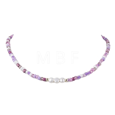 Glass Seed Beaded Necklaces for Women NJEW-JN04663-1