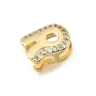 Brass Micro Pave Clear Cubic Zirconia Initial Spacer Bars KK-E802-34G-R-1