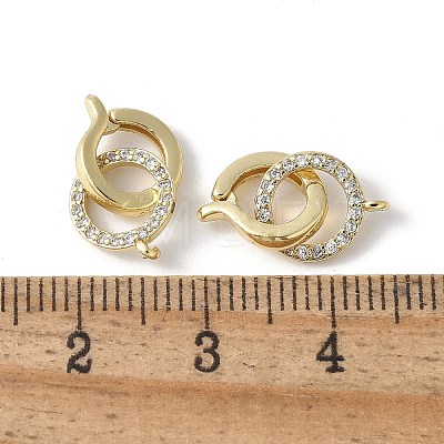 Brass Micro Pave Clear Cubic Zirconia Fold Over Clasps KK-D324-04G-1