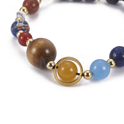 Natural Mixed Stone Braided Beads Bracelets BJEW-JB04141-1
