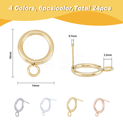 24Pcs 4 Colors 304 Stainless Steel Stud Earring Findings STAS-FH0001-64-1
