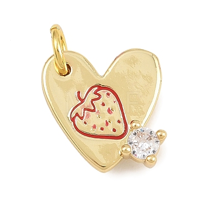 Brass Micro Pave Clear Cubic Zirconia Charms KK-CBA1731-04G-A-1