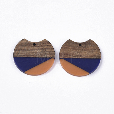 Two Tone Resin & Walnut Wood Pendants RESI-Q210-011A-B02-1