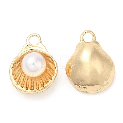 Brass with Glass Pearl Pendants KK-K333-56G-1