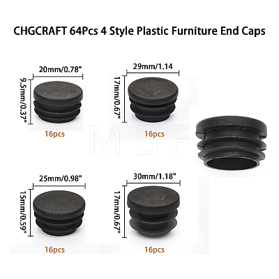 64Pcs 4 Style Plastic Furniture End Caps FIND-CA0005-46-1