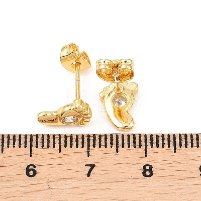 Brass Micro Pave Clear Cubic Zirconia Stud Earrings EJEW-F405-21A-G-1