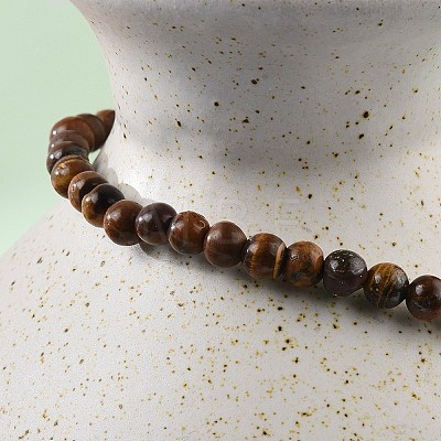 Natural Tiger Eye Round Bead Stretch Bracelets BJEW-L594-B02-1