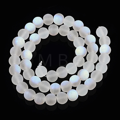 Transparent Frosted Glass Beads Strands GLAA-T032-T8mm-MBB13-1